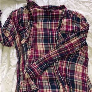 Express pink and navy flannel